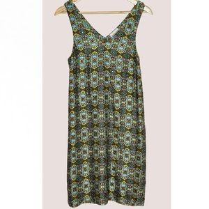 Megan Park Beaded Jewel Dress Green‎ Blue Sparkly V-Neck Back